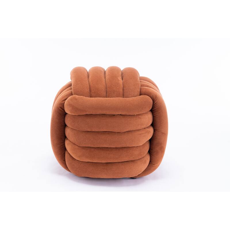060Chenille Fabric Modern Knot Design Ottoman Makeup Stool Footstool, Comfortable and Stylish Seat for Living Room, Bedroom,