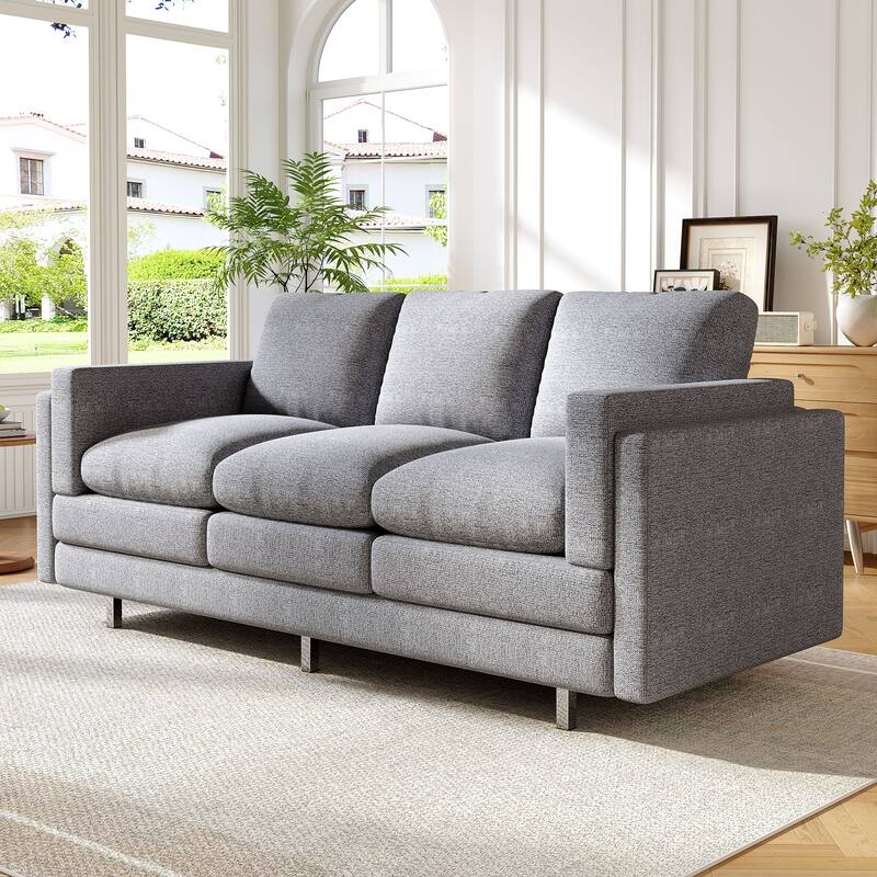 Modern 3-seater Sofa 79.5" Sofa Couch Upholstered Sofa with Dual-layer Seat Cushions for Living Room