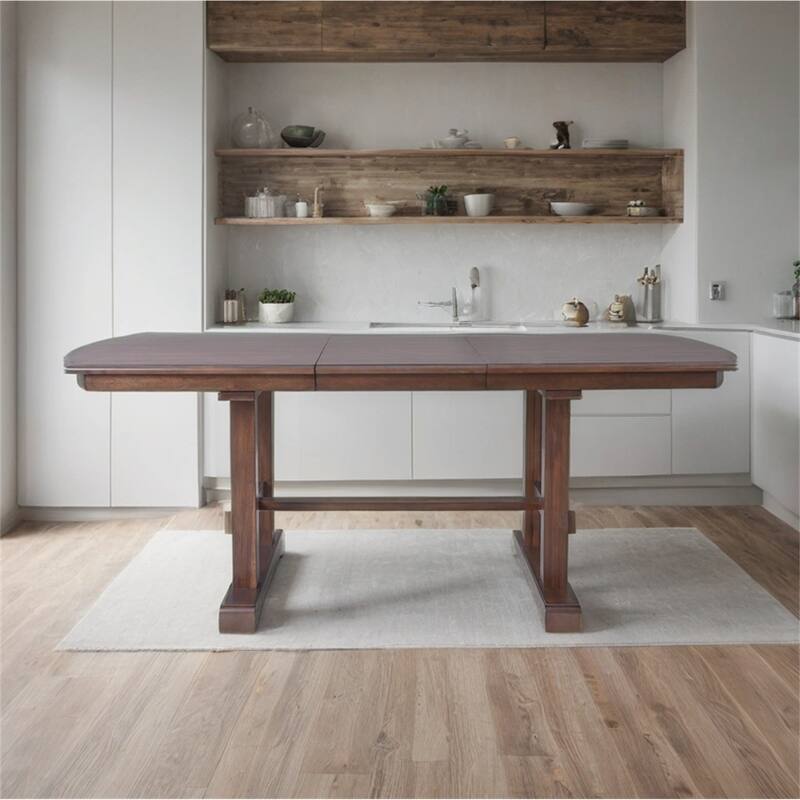 78" Wood Extendable Dining Table with Removable Leaf for 4-8