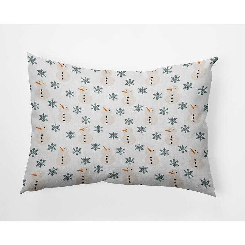 Snow Men In Snowstorm Accent Pillow - 14" x 20" - Blustone Green