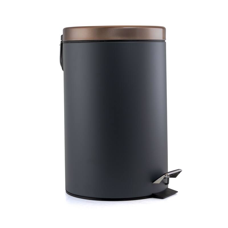 12 Liter Compact Soft Close Pedal Small Room Trash Bin Gray and Copper
