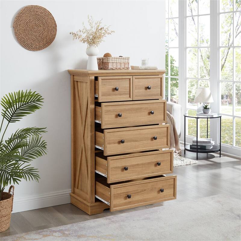 Modern 6 Storage Drawers Dresser Cabinet, Tall Chest of Drawer, Closet