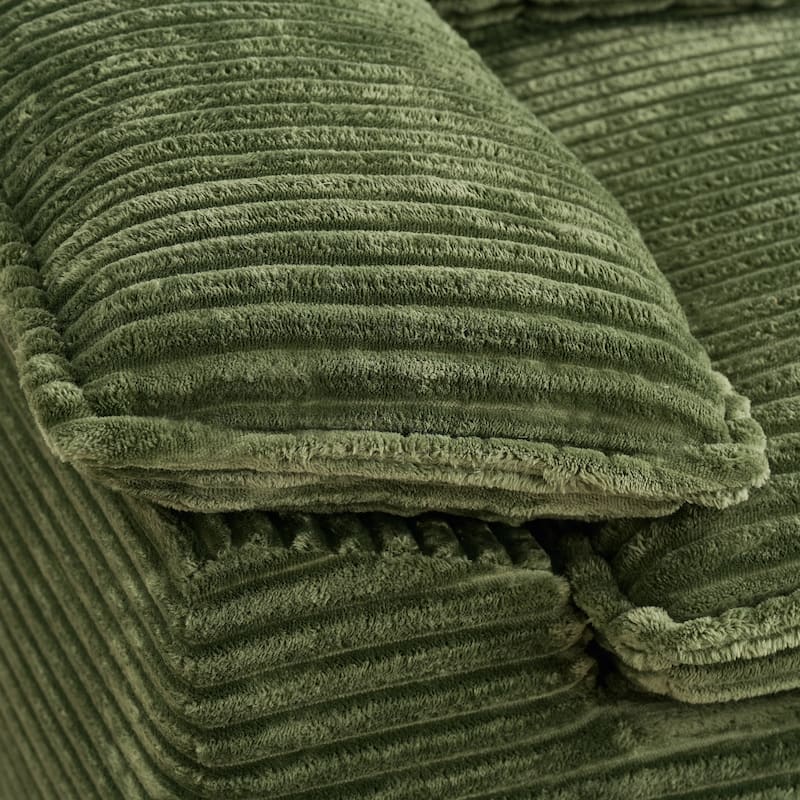 Rossetta Modern Modular Luxurious Corduroy-Fleece Fabric Double-Layer Cushion Design Deep Seat Sofa with 1 Ottoman