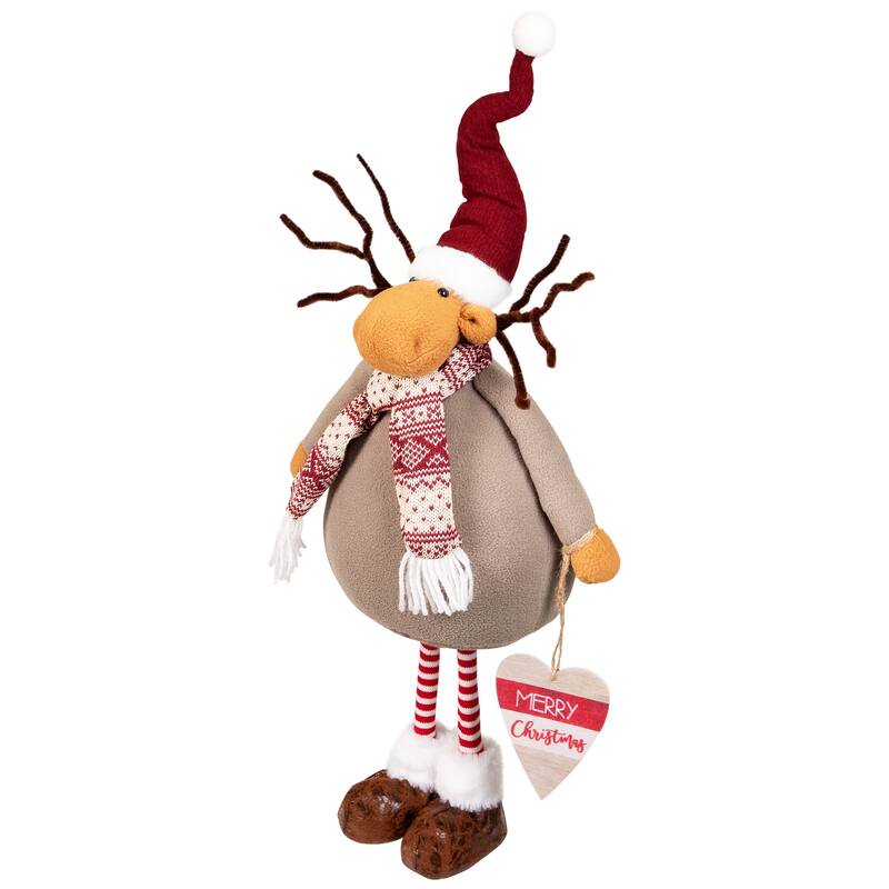 Plush Moose Merry Christmas Decoration - 24"