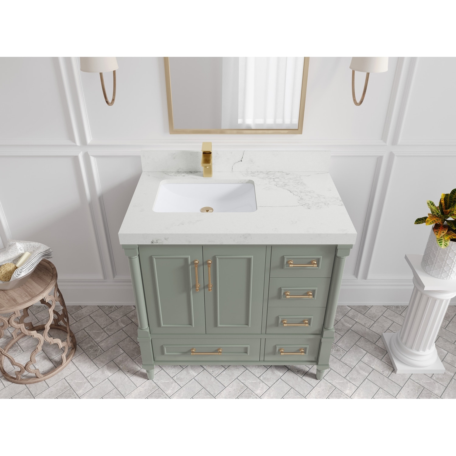 Willow Collections 36 in. W x 22 in. D Aberdeen Left Offset Sink Bathroom Vanity with Countertop