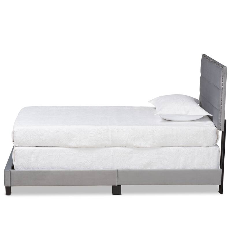 Tamira Contemporary Glam Velvet Fabric Twin Size Panel Bed