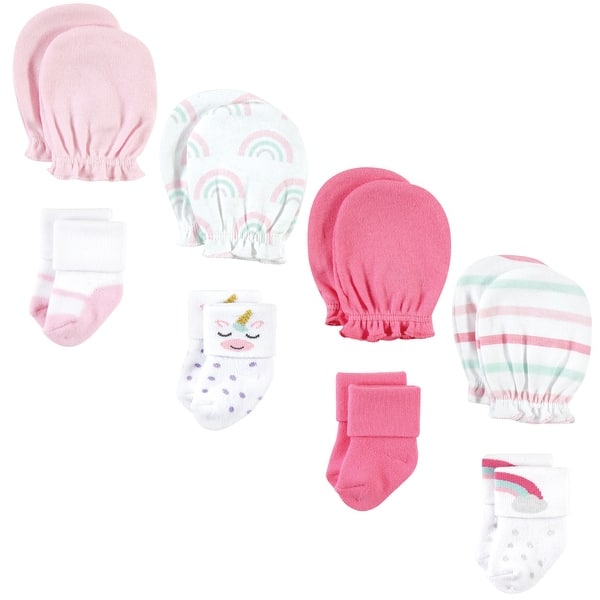 slide 1 of 1, Hudson Baby Infant Girl Socks and Mittens Set, Unicorn, 0-6 Months - Unicorn Unicorn - 0-6 Months