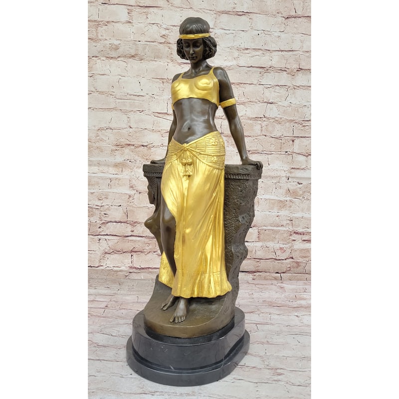 Art Deco Bronze Egyptian Girl Cleopatra Figure Sculpture Statue Original Art By Milo