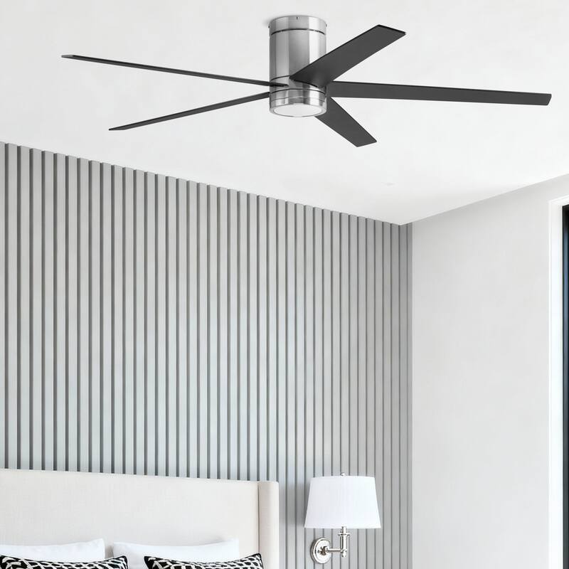 60" Honeywell Graceshire Brushed Nickel Indoor Ceiling Fan with LED Light and Remote Control, 6-Speed BLDC Motor