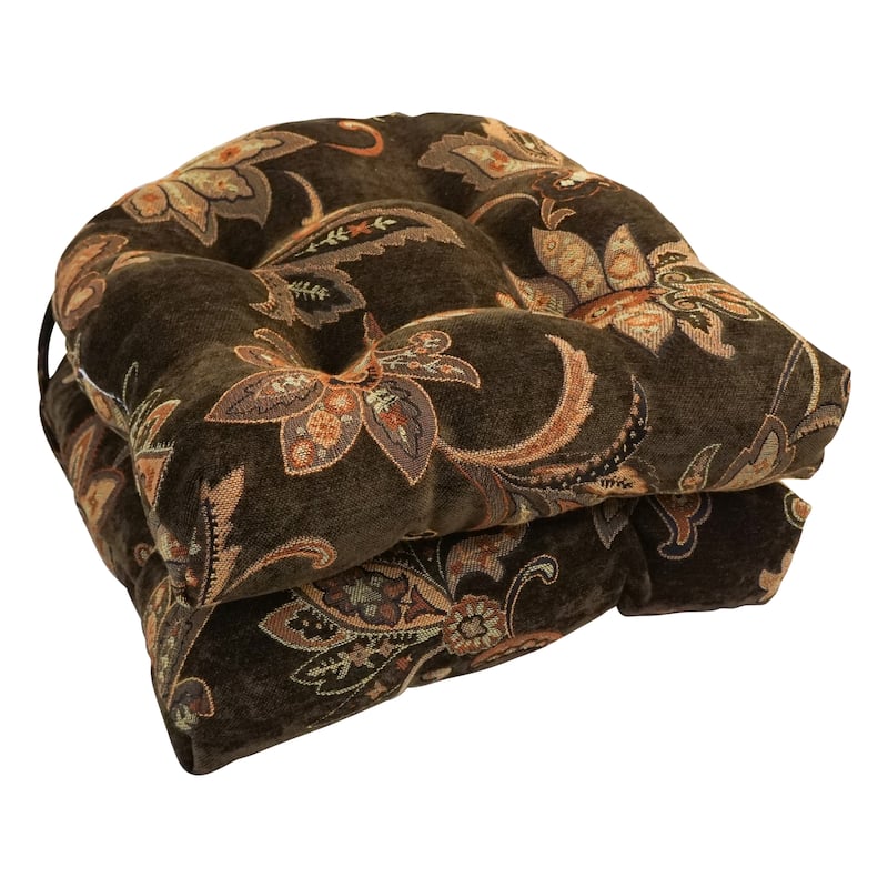 16-inch Rounded Back Jacquard Indoor Chair Cushion (Set of 2, 4, or 6) - 16 x 16