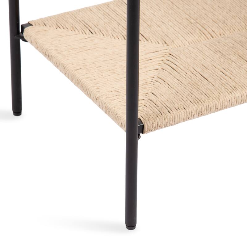 Kate and Laurel Mandell Wood and Natural Woven Side Table - 22x14x22