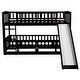 preview thumbnail 32 of 30, Bunk Bed with Slide,Full Over Full Low Bunk Bed with Fence and Ladder for Toddler Kids Teens Espresso