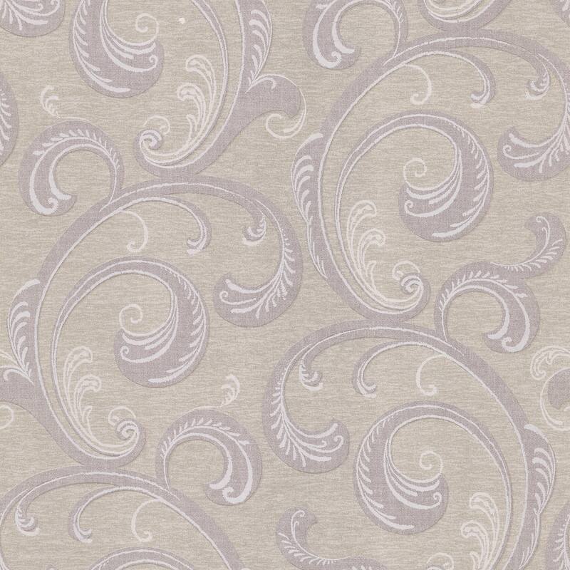 Brewster Scroll Purple Gilly Wallpaper - 20.5in x 396in x 0.025in