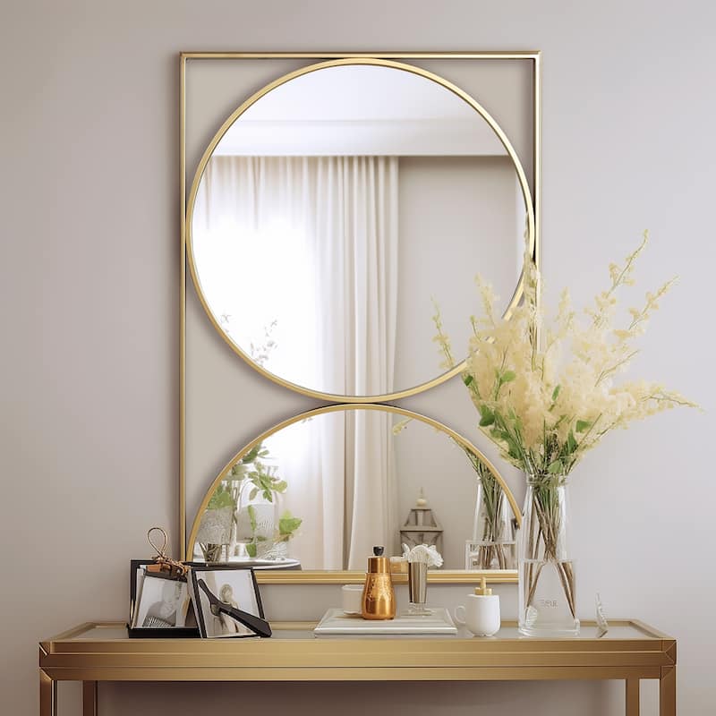 Gold Hourglass Frame Metal Modern Accent Wall Mirror - 35.98" H x 24" W x 0.98" D