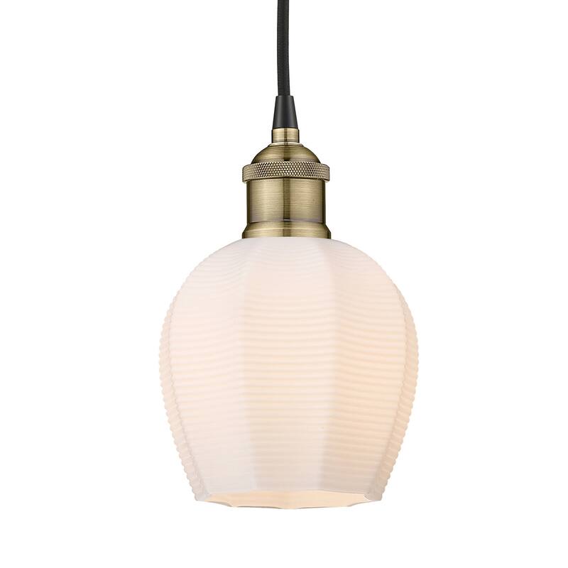 Innovations Lighting 616-1P-10-6 Norfolk Pendant Norfolk 6" Wide Mini - Black Antique Brass / Matte White