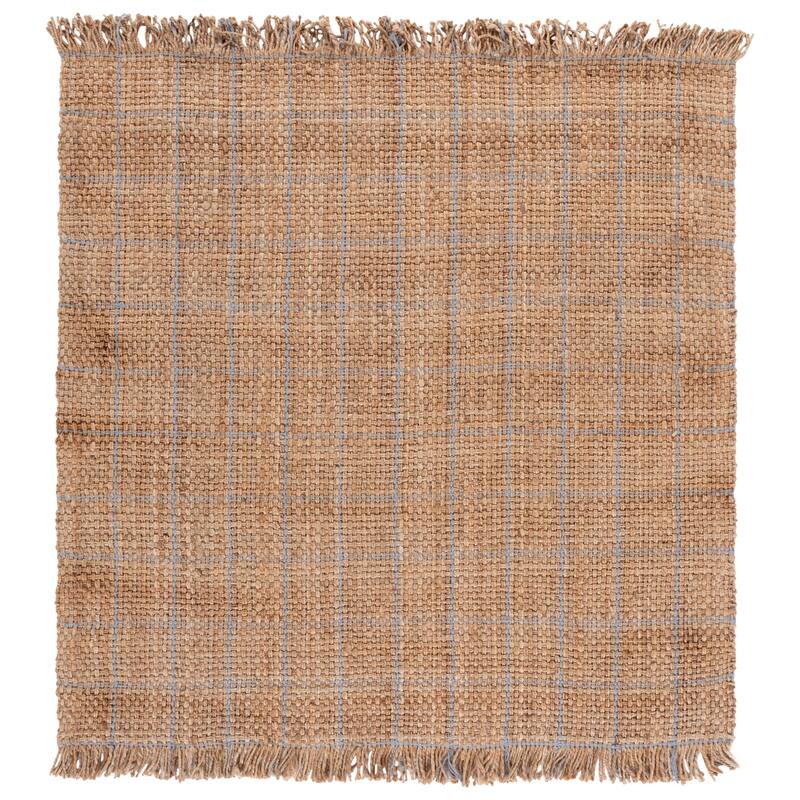 SAFAVIEH Flatweave Natural Miyoko Fiber Farmhouse Jute Rug - 6' Square - Natural/Grey