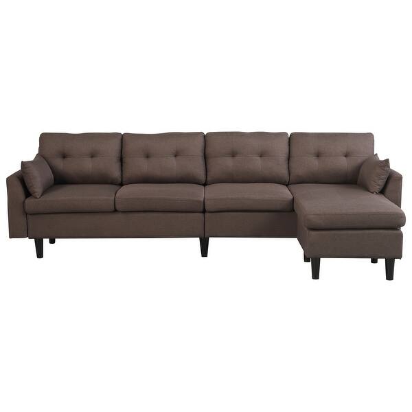 Shop Homcom Elegant 3 Piece Sofa Chaise Couch Lounge Set With Wooden Leg Footstool Large Multifunctional Loveseat Overstock 31977993
