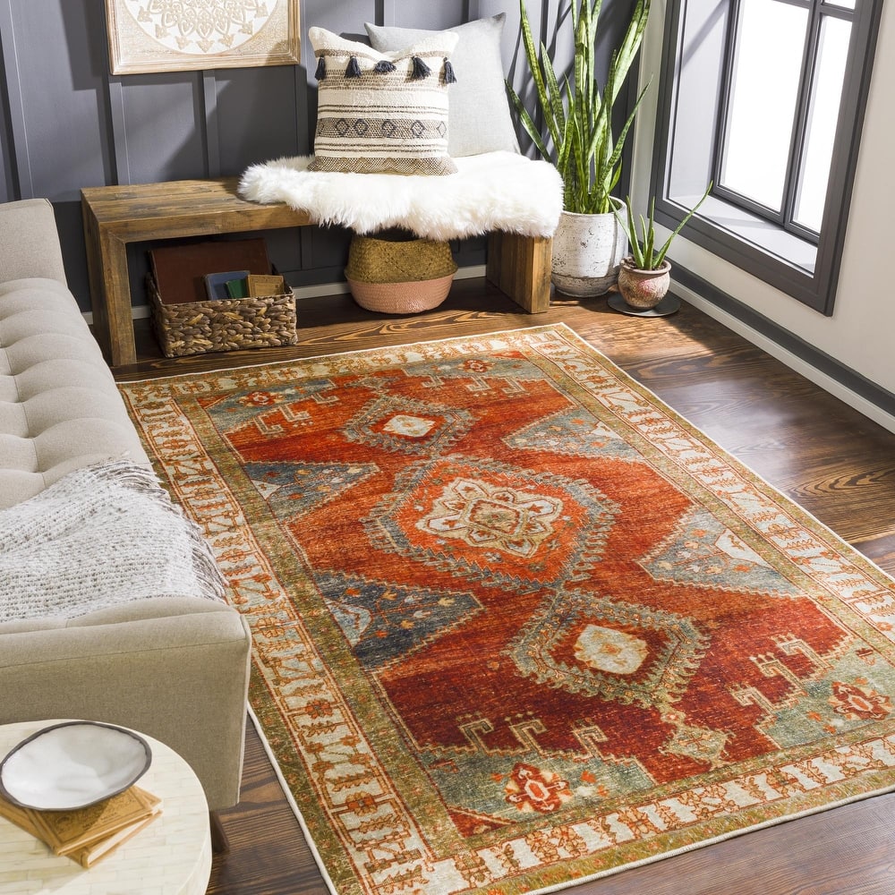 Livabliss Lavable Traditional Geometric Washable Area Rug
