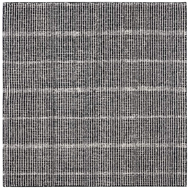 SAFAVIEH Handmade Abstract Soumitra Modern Wool Rug - 8' Square - Black/Ivory