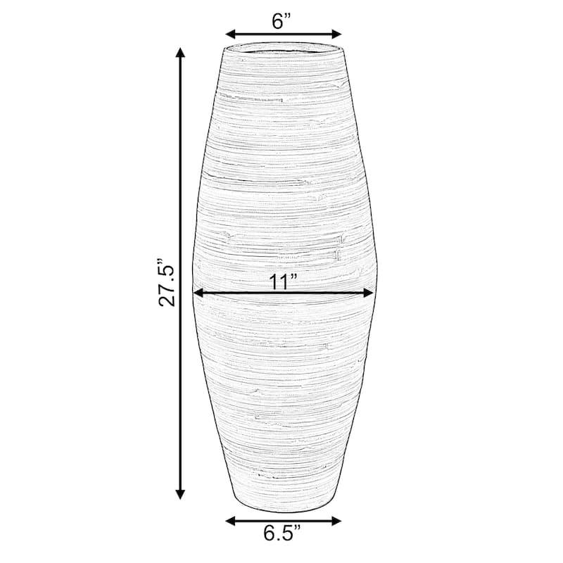 Uniquewise Tall Cylinder Bamboo Floor Vase Decorative Accent for Hotel Lobbies and Spa, Perfect Decor for Living Room or Hallway