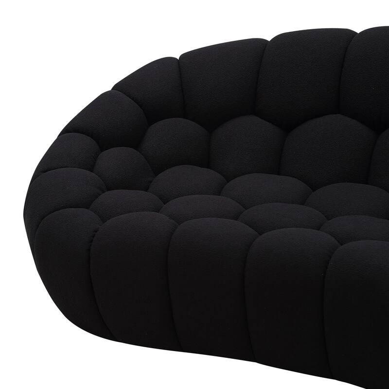 Divani Casa Yolonda Modern Curved Black Fabric Loveseat