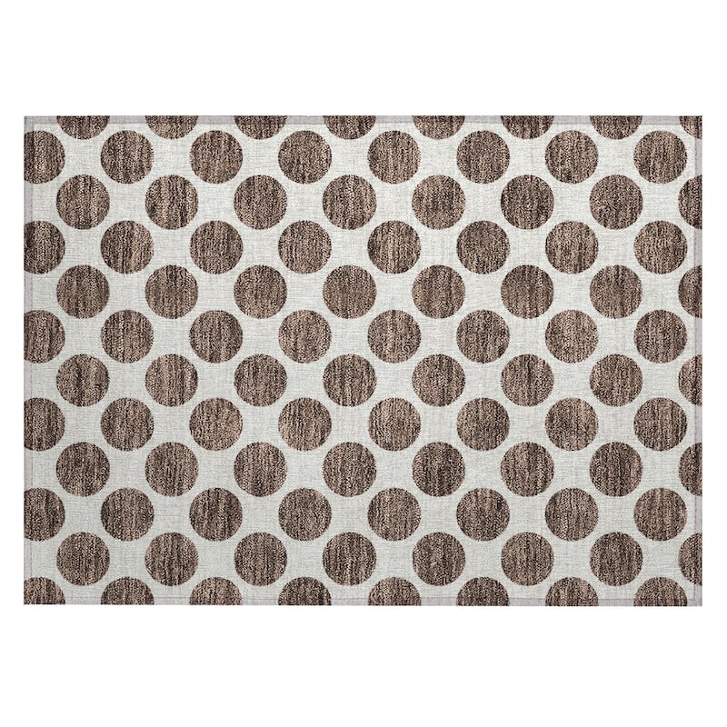 Machine Washable Indoor/ Outdoor Polka Dots Chantille Rug