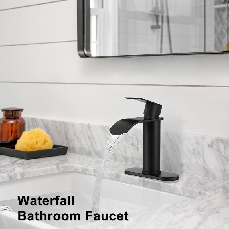 WOWOW Water Fall Bathroom Faucet with Deckplate Included