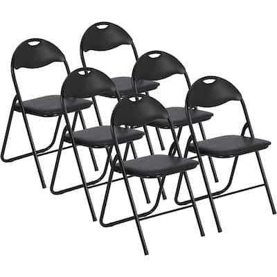 Folding Chairs 6 Pack with Cushion, Non-Slip Feet Pads