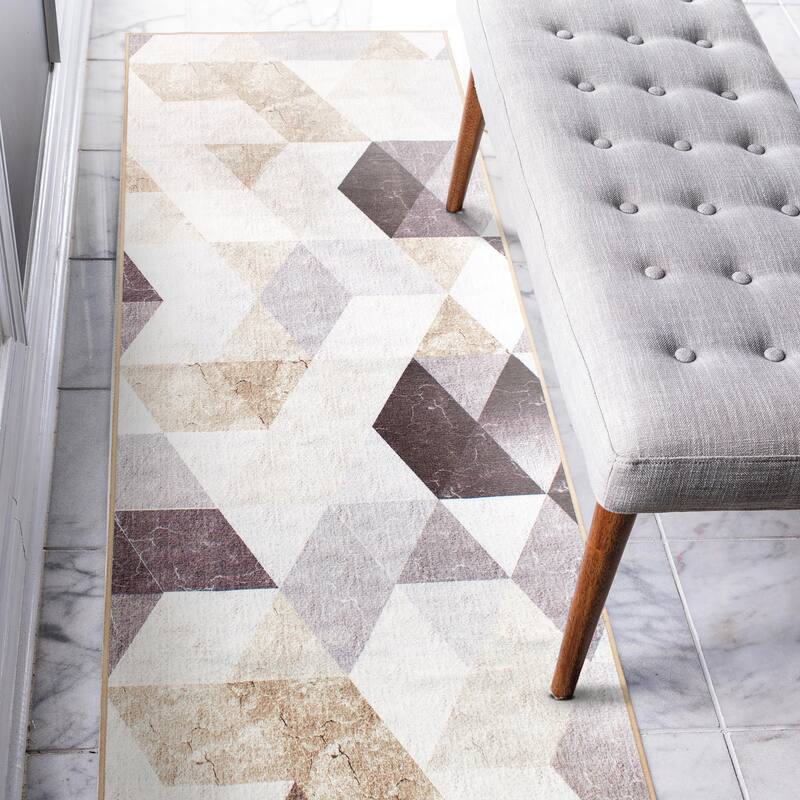 My Magic Carpet Machine Washable Rug Lattice Geometric Neutral