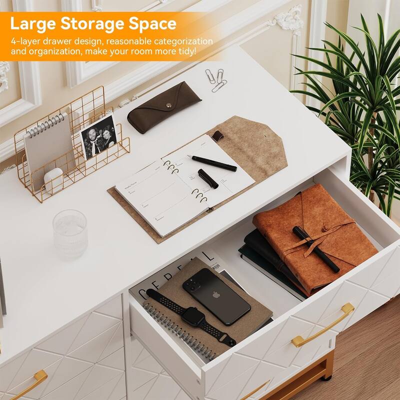 8 Drawer Dresser for Bedroom with Metal Handles