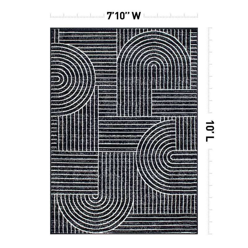 World Rug Gallery Contemporary Stripe Arch Design Area Rug
