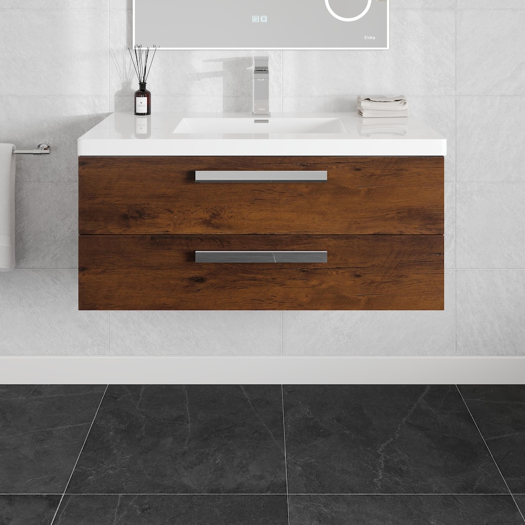 Surf 36" Rosewood SS Bath Vanity with Integrated Acrylic Sink