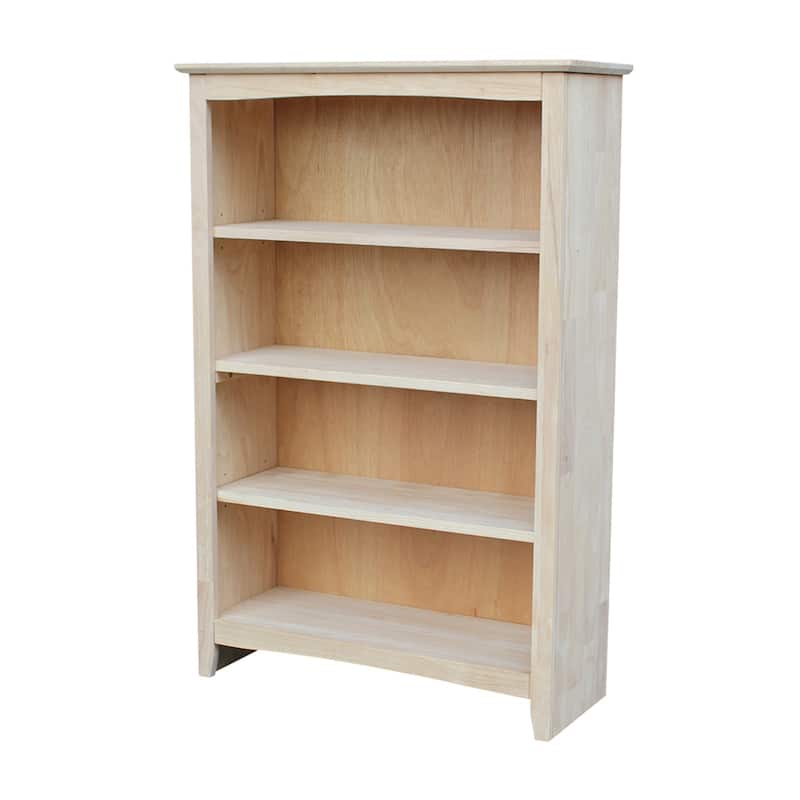 Shaker Solid Wood Bookcase - 48 Inch - Unfinished