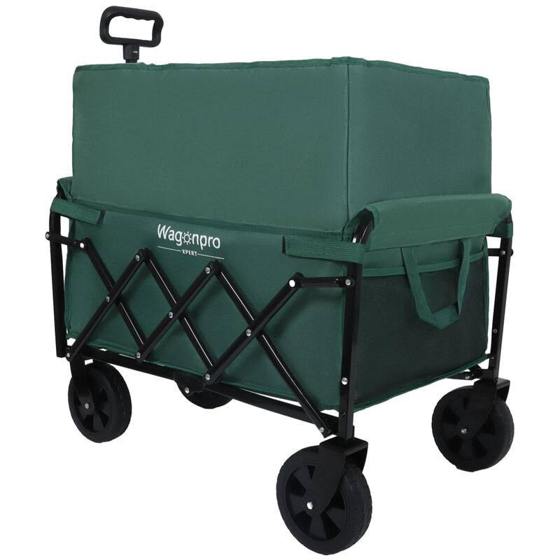 Expandable Dual-Layer Utility Wagon with 100% Extra Space - Grocery Cart for Camping, Shopping, Sports, Gardening, Fishing
