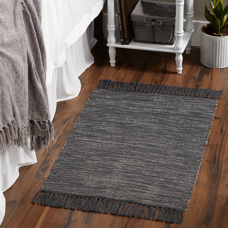 DII Gray and Off White 2-Tone Ribbed Rug 2x3 Ft - 24.0 In. L X 36.0 In. W X 0.2 In. H