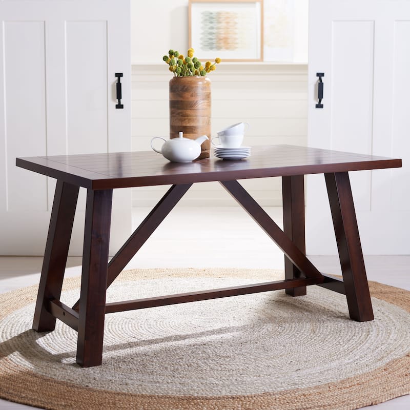 SAFAVIEH Laverna Brown Rectangle Dining Table - 57" W x 36" L x 30" H - 57Wx36Dx30H