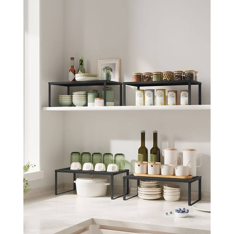 Set of 2 Stackable and Expandable Metal Kitchen Counter Shelves for Small Appliances or Spices