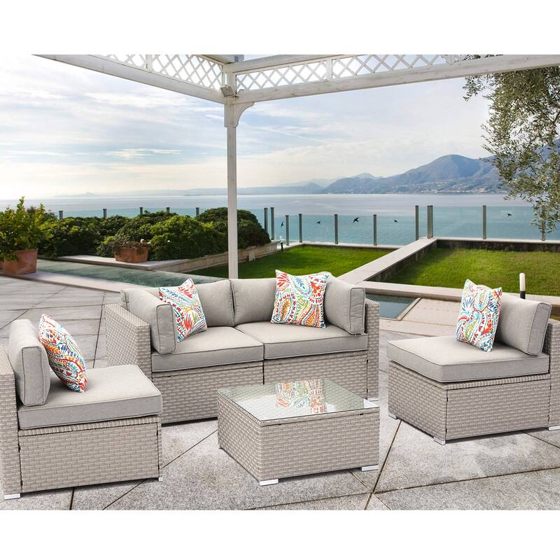 Cosiest 5-piece Outdoor Patio Wicker Furniture Set with Coffee Table