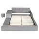 preview thumbnail 36 of 44, Full Size Velvet Upholstered Platform Bed w/ Bedside Desk & Stool, Mother & Child Platform Bed Frame w/ Footboard & Guardrail
