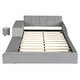 preview thumbnail 85 of 95, Velvet Grounded Bed Mother & Child Bed Platform Slat Bed Frame with Little Round Stool and Bedside Desk for Growing Child
