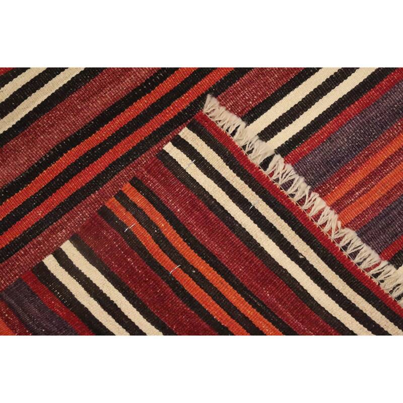 Hand Woven Oriental 100% Wool Carpet Southwestern Geometric Red Kilim Area Rug - 7' 11'' X 5' 0''