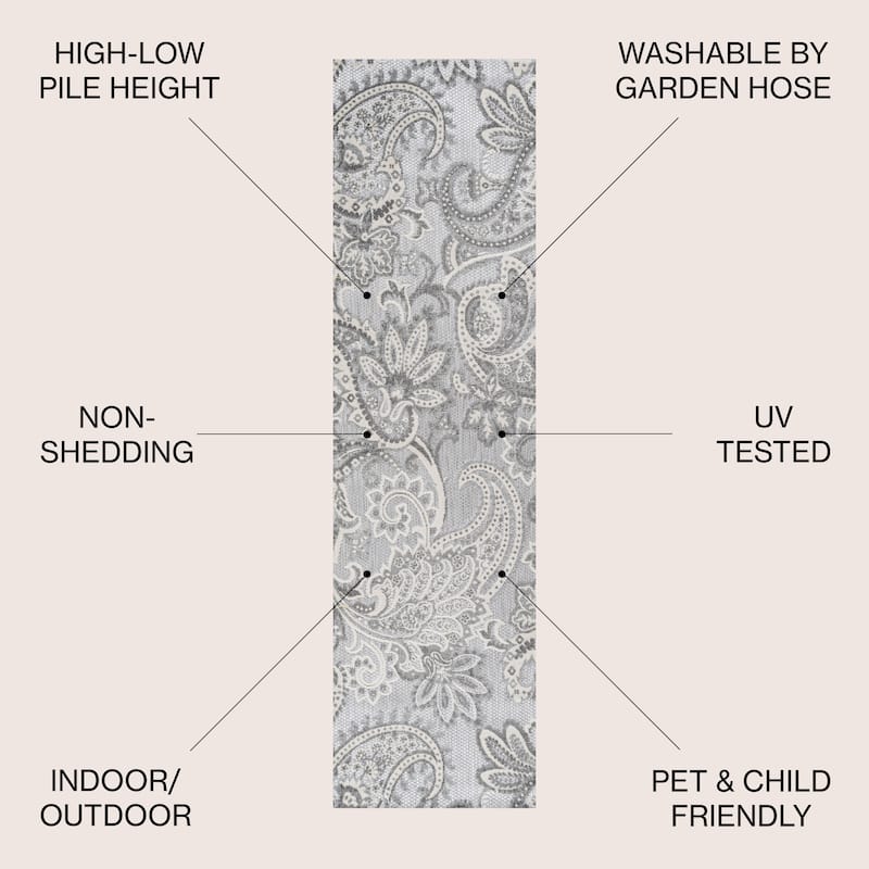 JONATHAN Y Lucena Paisley High-Low Indoor/Outdoor Area Rug