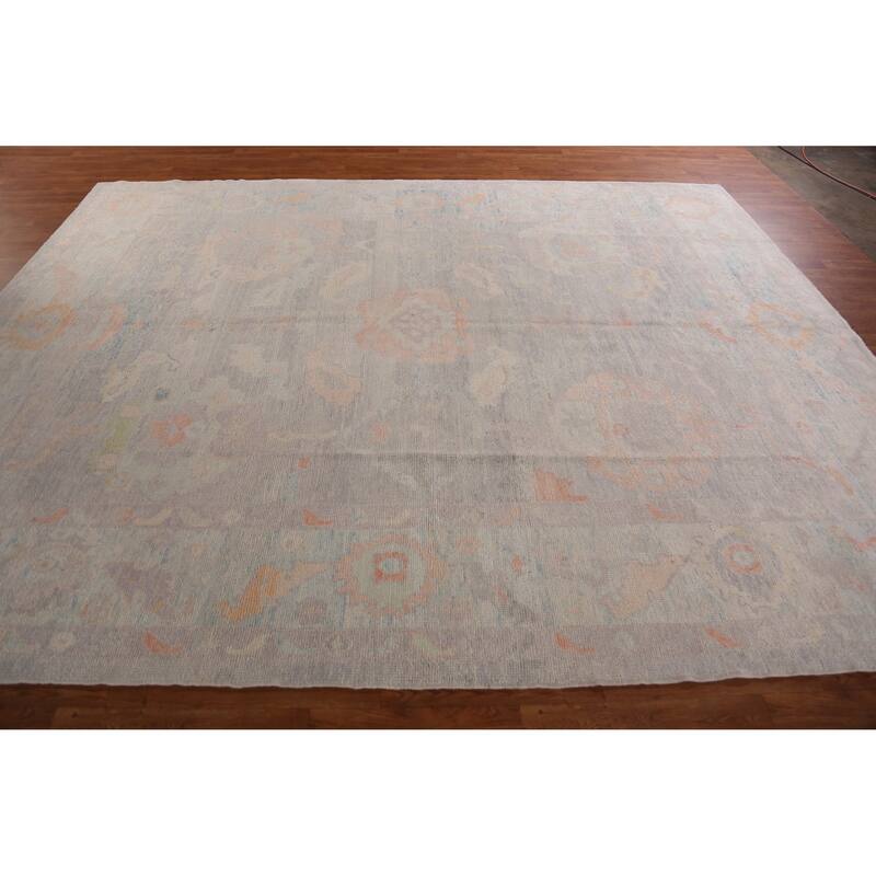 Hand Knotted Oriental 100% Wool Carpet Transitional All-Over Purples Oushak Area Rug - 11' 5'' X 9' 0''