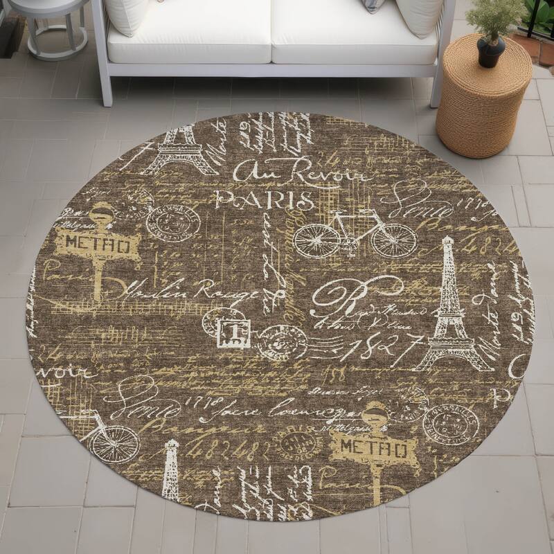 Machine Washable Indoor/ Outdoor Paris Chic Chantille Rug - Chocolate - 8' x 8'