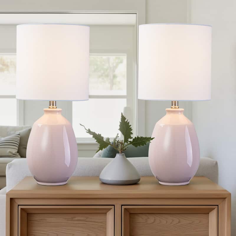 C Cattleya 19in Ceramic Table Lamp with Fabric Linen Shade