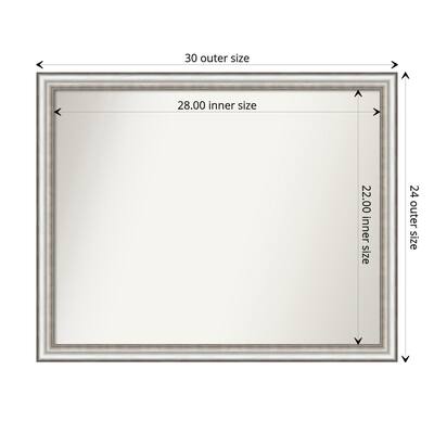 Non-Beveled Bathroom Wall Mirror - Salon Silver Narrow Frame - Salon Silver Narrow