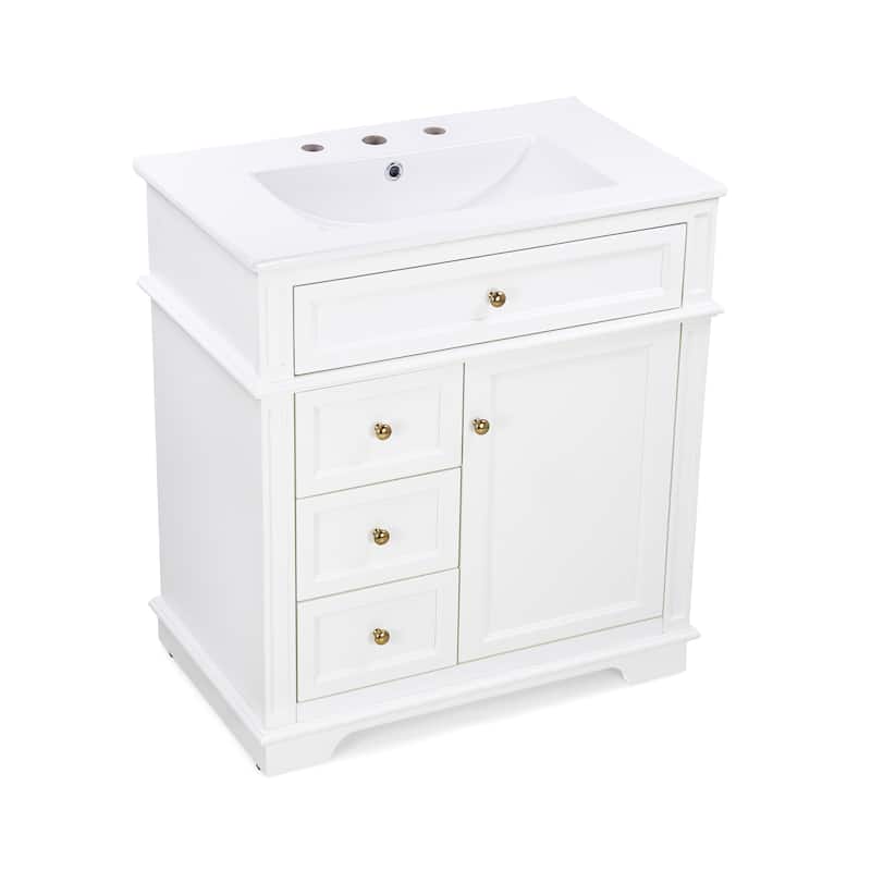 Bathroom Vanity with Sink, Bathroom Vanities with Soft Closing Door, Wood Bathroom Cabinet with Door Shelf and 3 Drawers