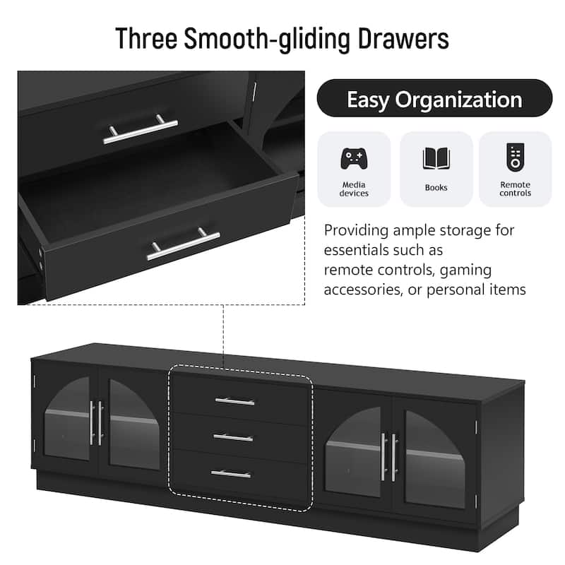 68.9" Modern Minimalist TV Stand for TVs up to 75 Inches, Entertainment Center Media Console Cabinet with Adjustable Shelves