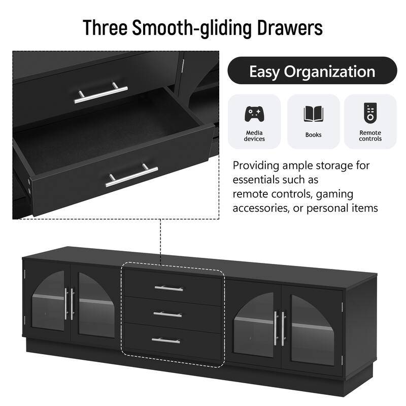 Roomfitters Modern Minimalist TV Stand for up to 75 Inch TV, Entertainment Console Cabinet with Adjustable Shelves