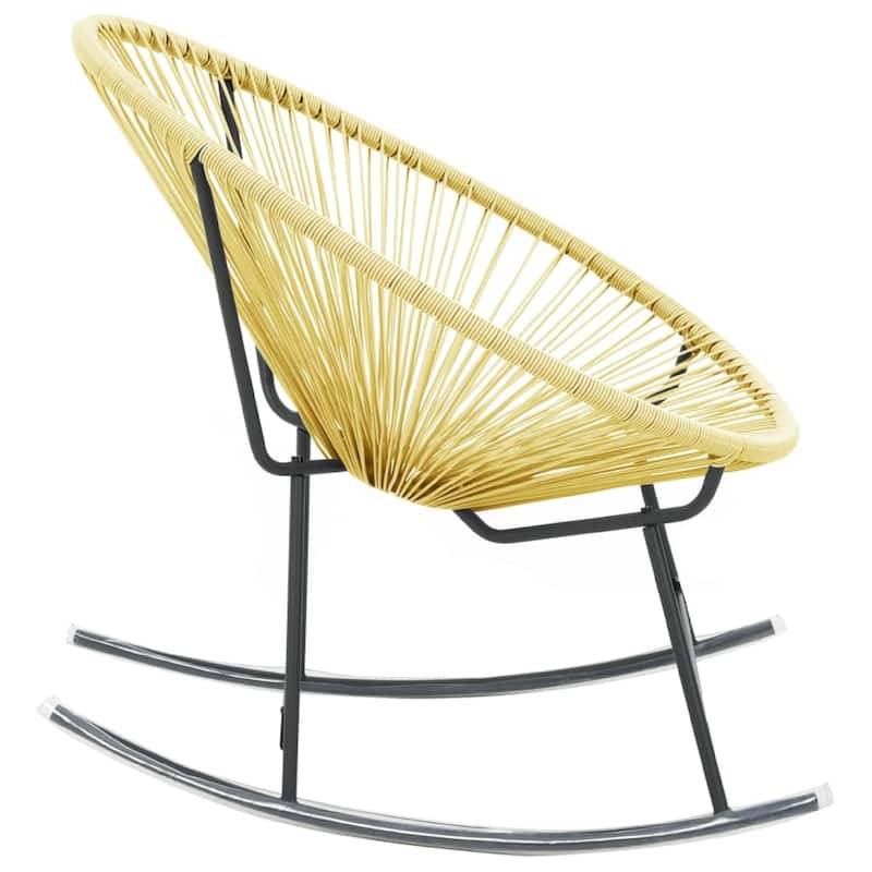 Jackie Rocking Acapulco Chair, Beige Poly Rattan, Powder Coated Steel